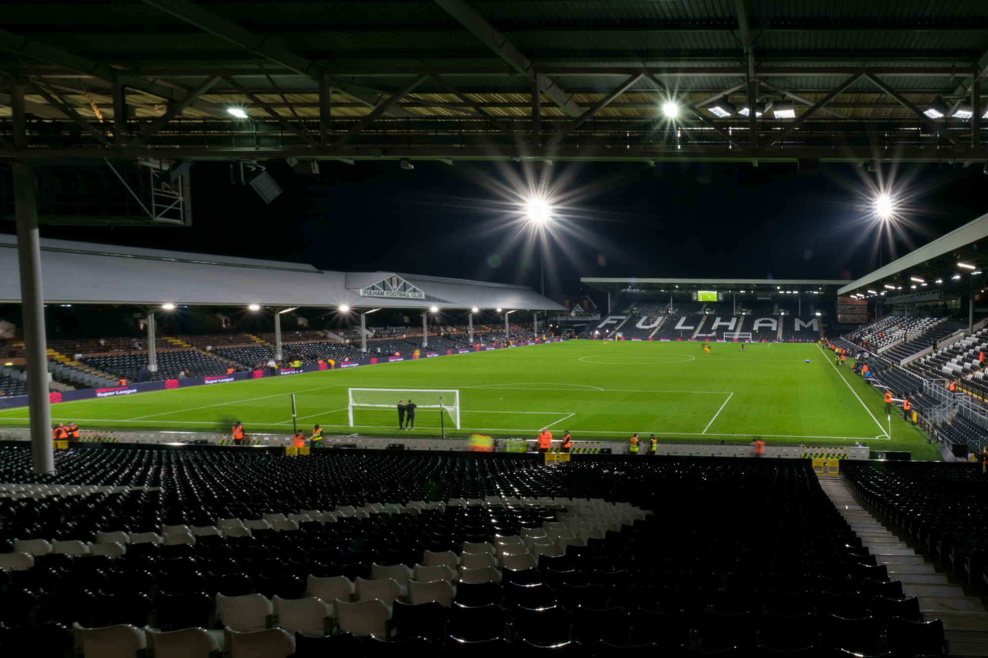 Craven Cottage football stadium beside the Thames