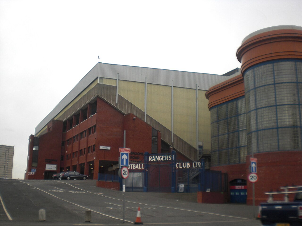 Ibrox Stadium entrance and exterior in Glasgow