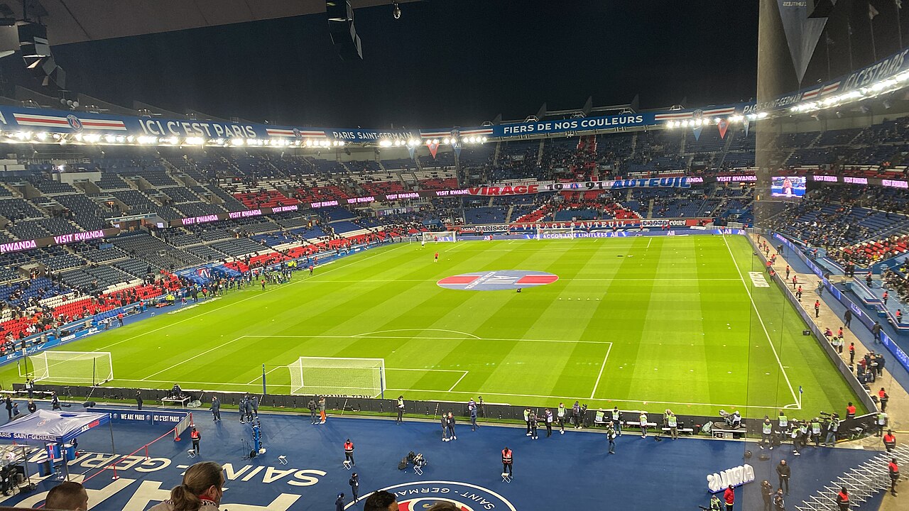 Parc des Princes pitch and stands before a Paris Saint-Germain match
