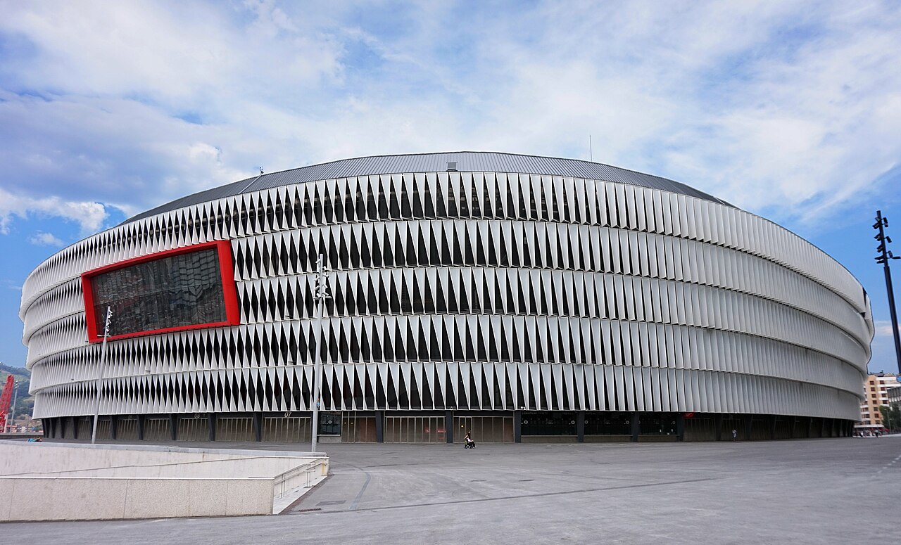 San Mamés exterior in Bilbao with its distinctive white facade