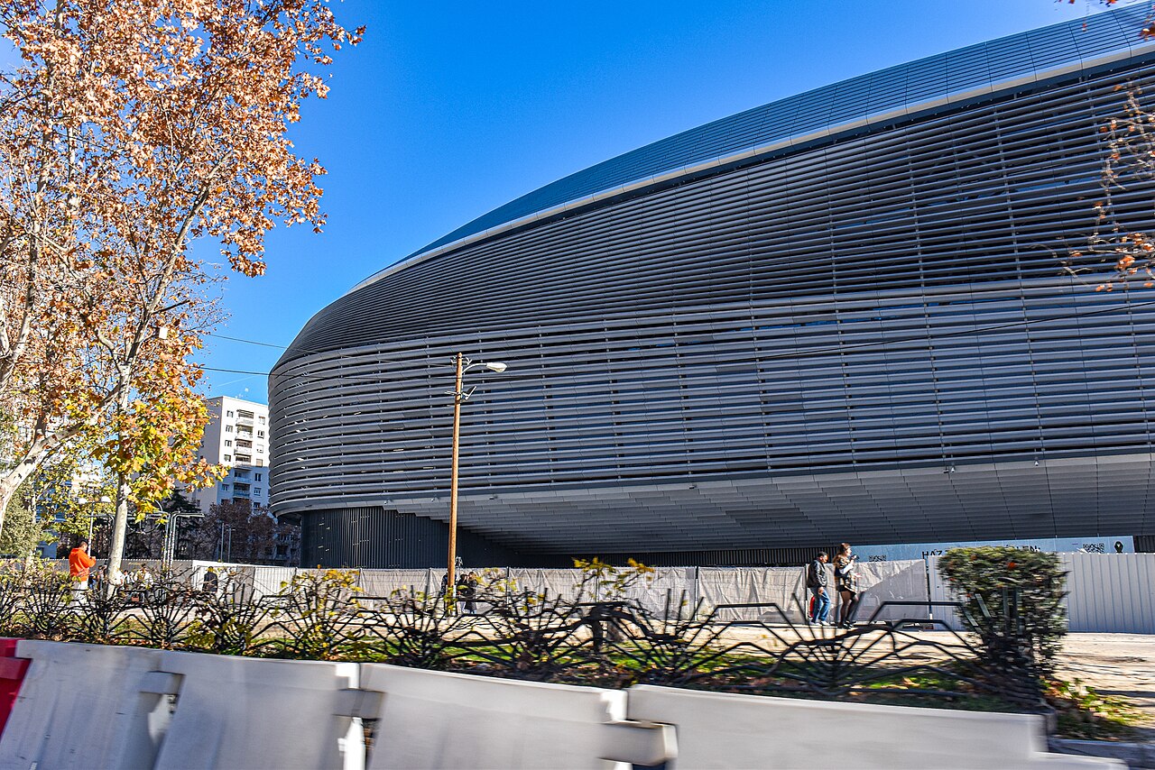 Exterior view of the renovated Santiago Bernabéu in Madrid
