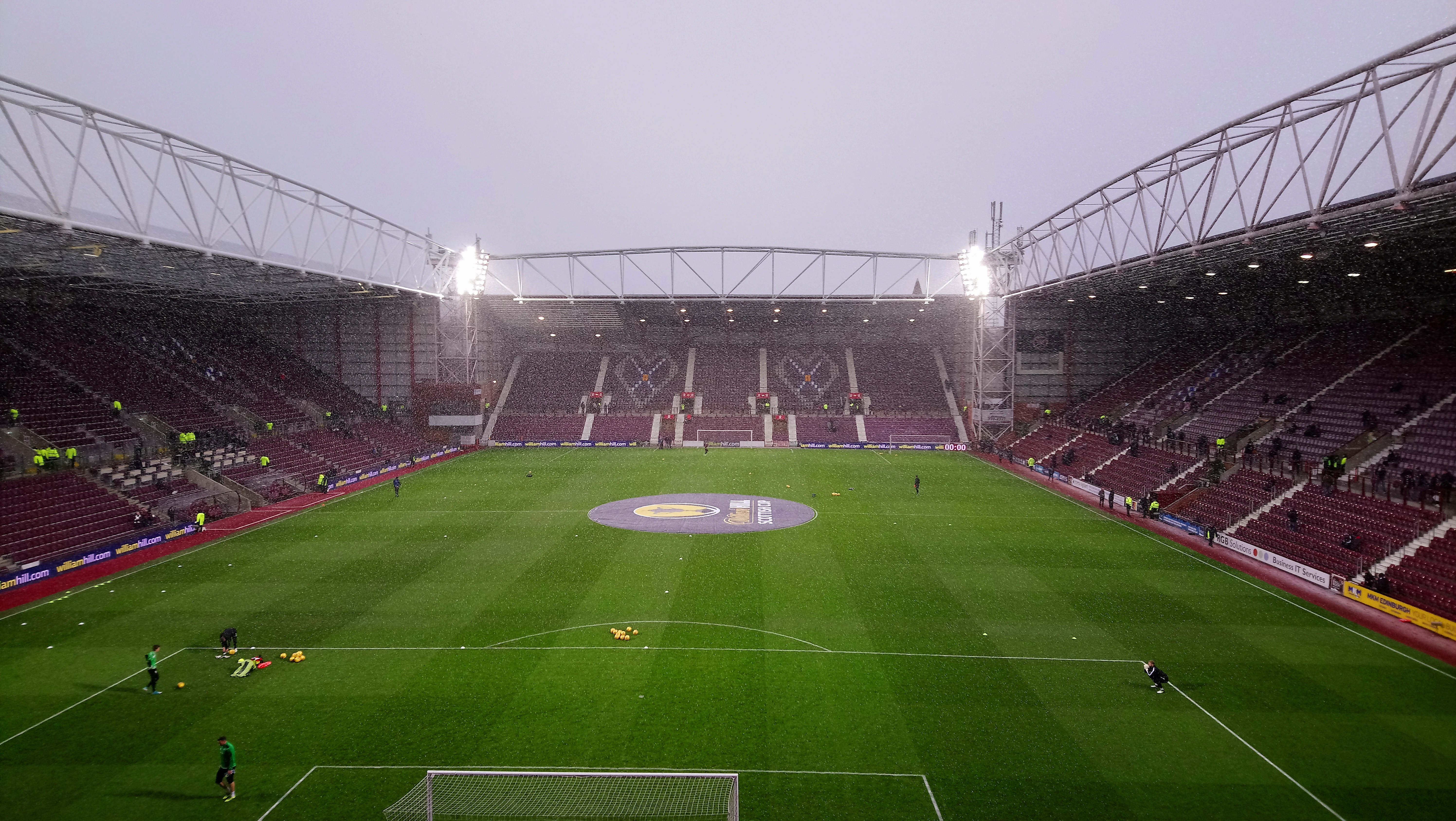 Tynecastle Park stands viewed from inside the stadium