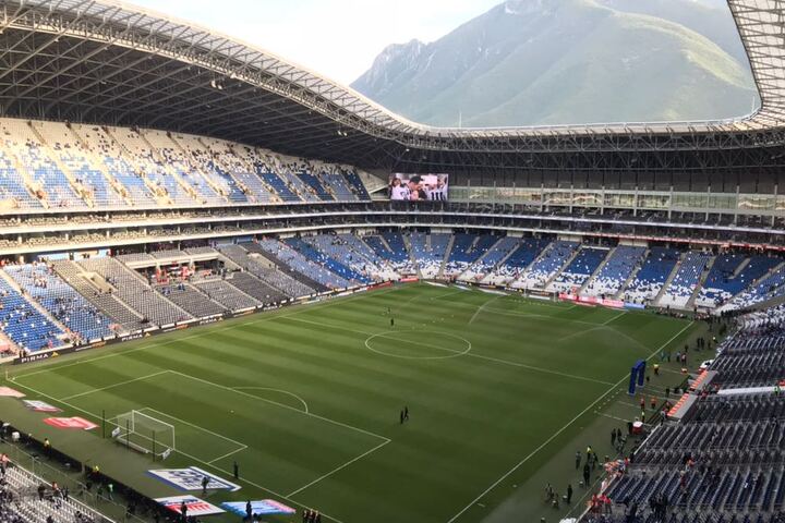 Estadio BBVA in Monterrey with the mountain backdrop nearby