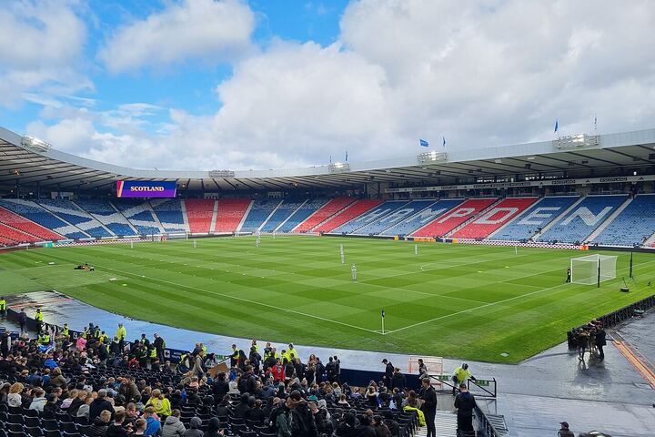 Hampden Park in Glasgow viewed from inside the stadium