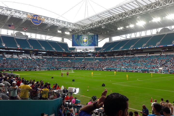Hard Rock Stadium in Miami Gardens viewed from inside the stadium
